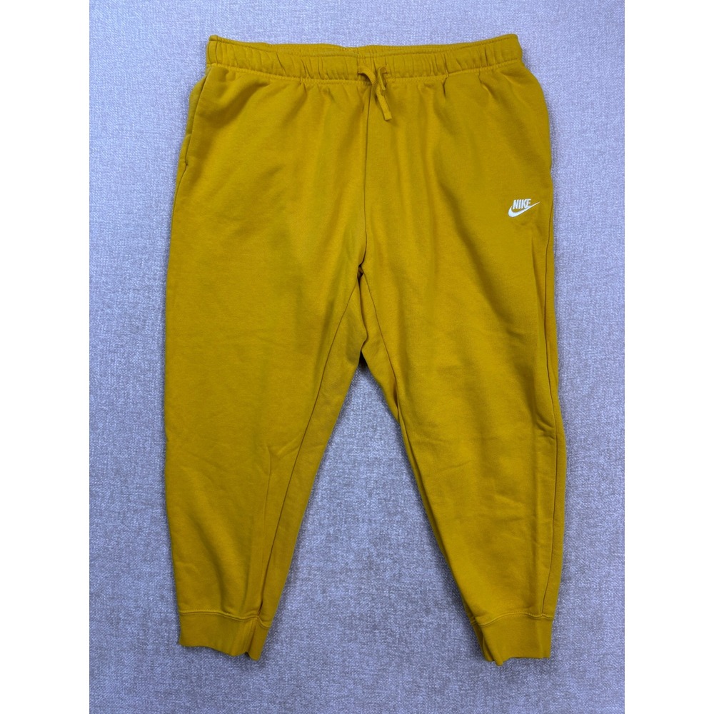 Nike Sportswear Women Plus Size 1X Fleece Joggers Mustard Yellow Sweatpants